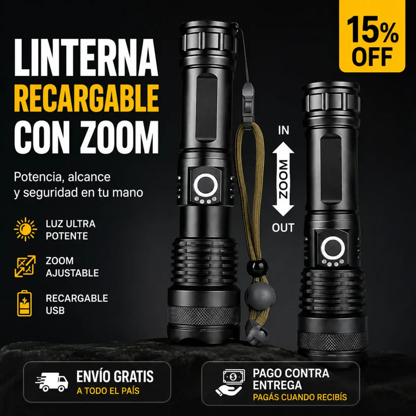 SUPER LINTERNA LED TITANIUM RECARGABLE